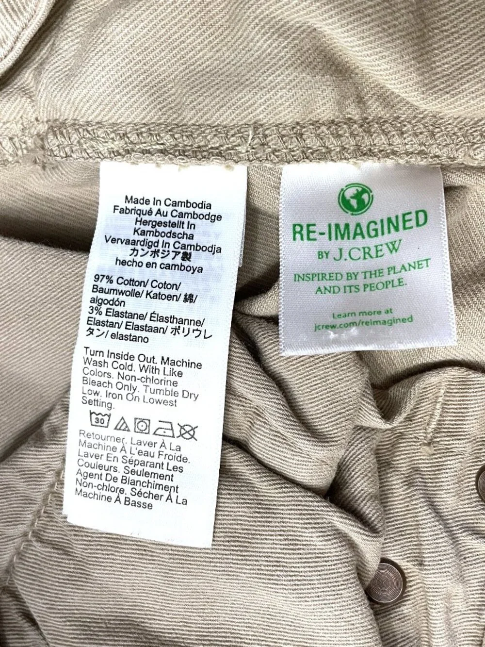 J.Crew 770 Jeans Men 30x30 * Khaki Pants Denim Stretch 5-Pocket Straight AZ962